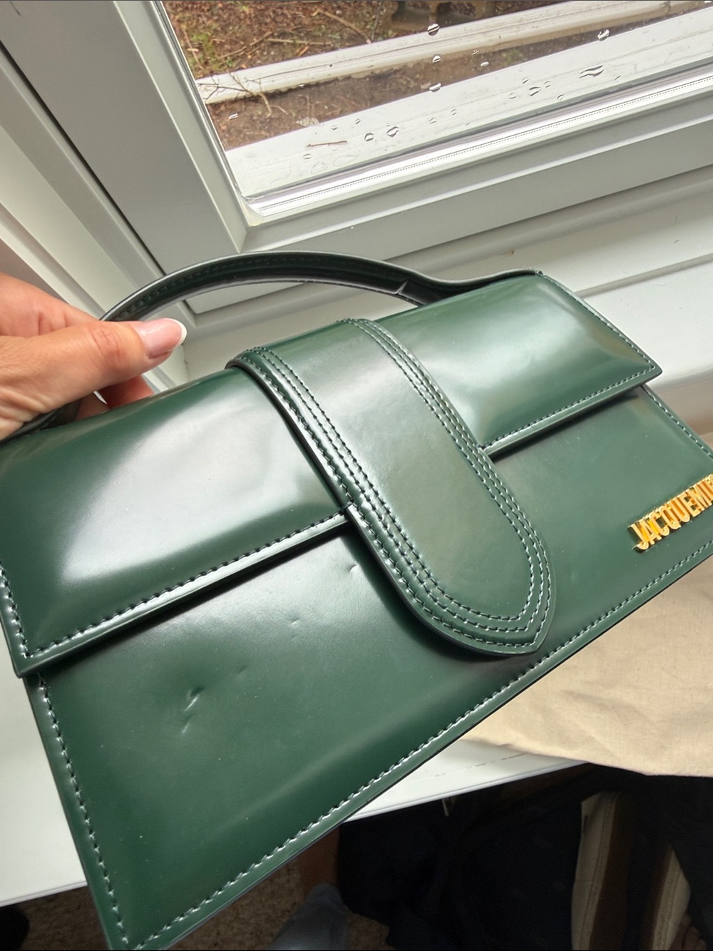 Jacquemus Forest Green Patent Leather Le Grand Bambino Handbag - Picture 4 of 7